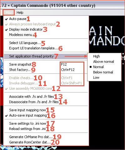 Configuration misc dans Final Burn Alpha